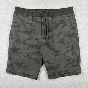 James Perse Shorts Mens 2 (32) Green Camo Elastic Waist Cotton Chino Casual